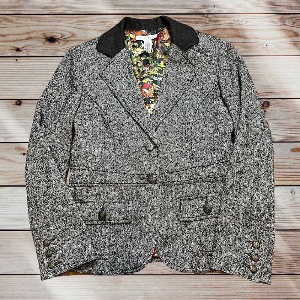 CAbi Gray Blazer with Black Collar